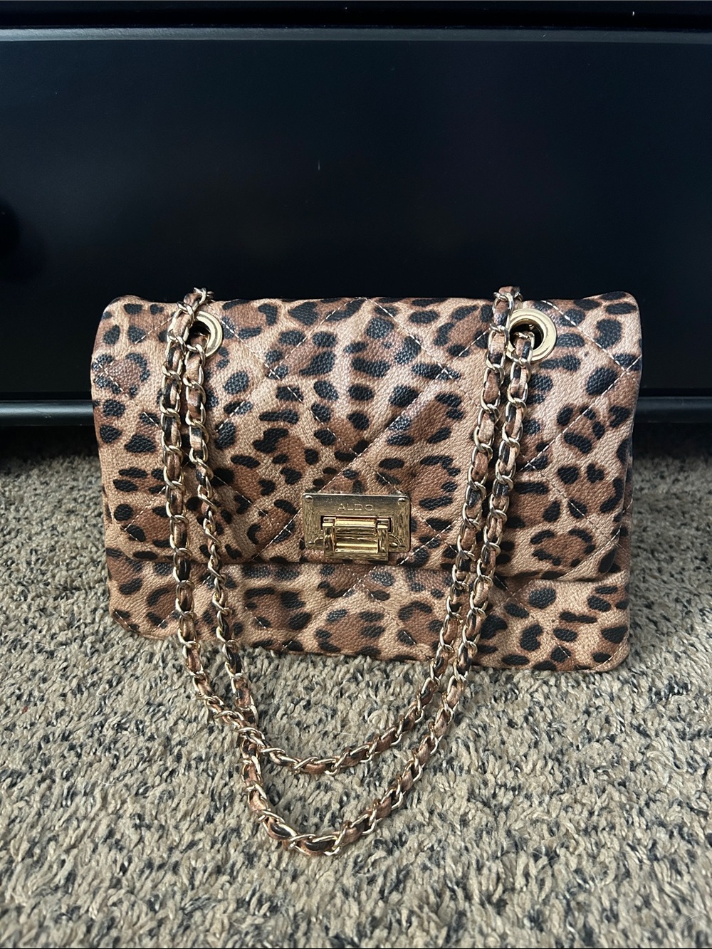 Leopard-Print Quilted Crossbody Bag